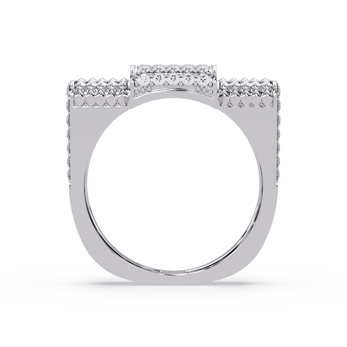 Pave Lab grown Diamond Barrel Link Statement Ring - HIGHCARAT DIAMONDS