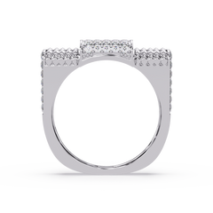 Pave Lab grown Diamond Barrel Link Statement Ring - HIGHCARAT DIAMONDS