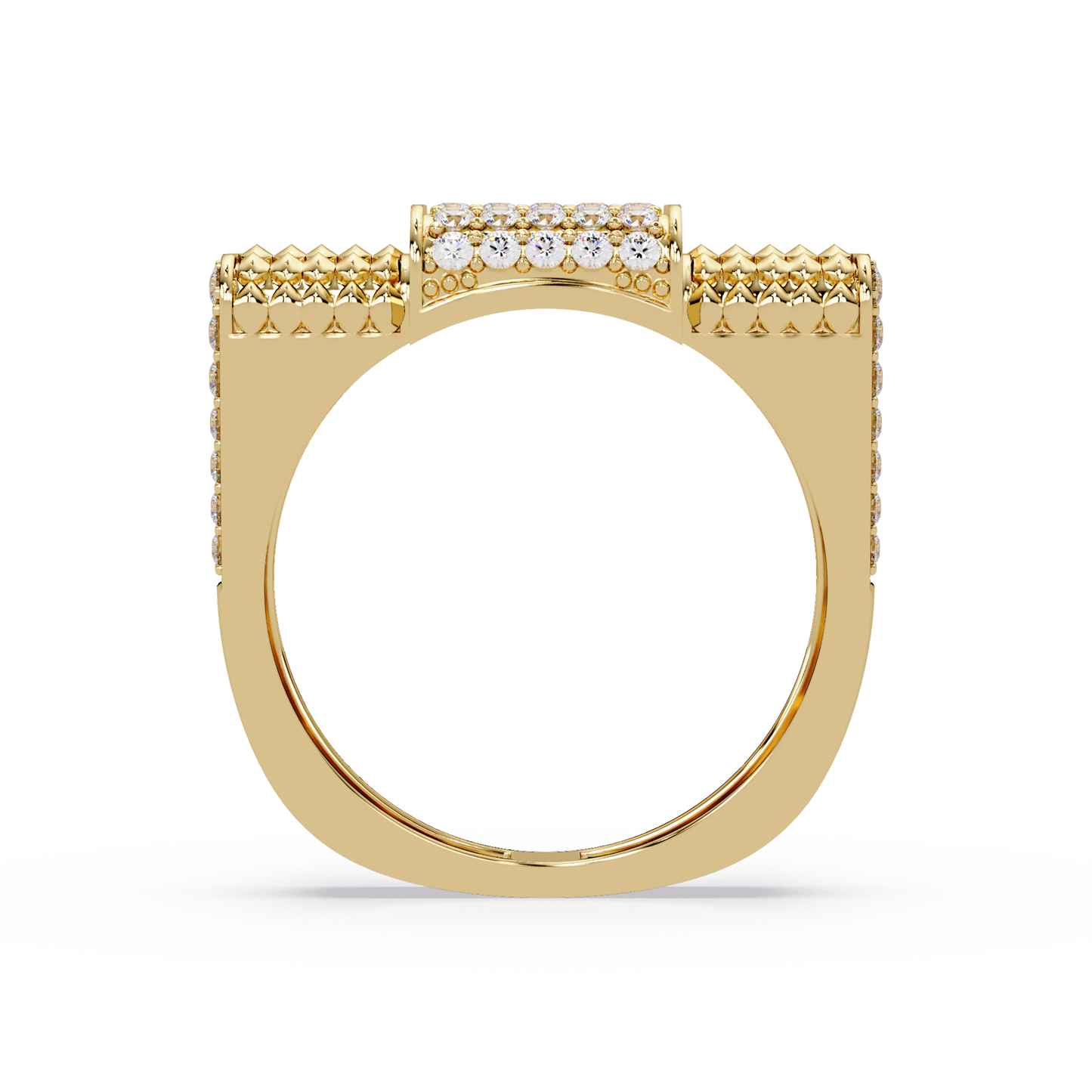 Pave Lab grown Diamond Barrel Link Statement Ring - HIGHCARAT DIAMONDS