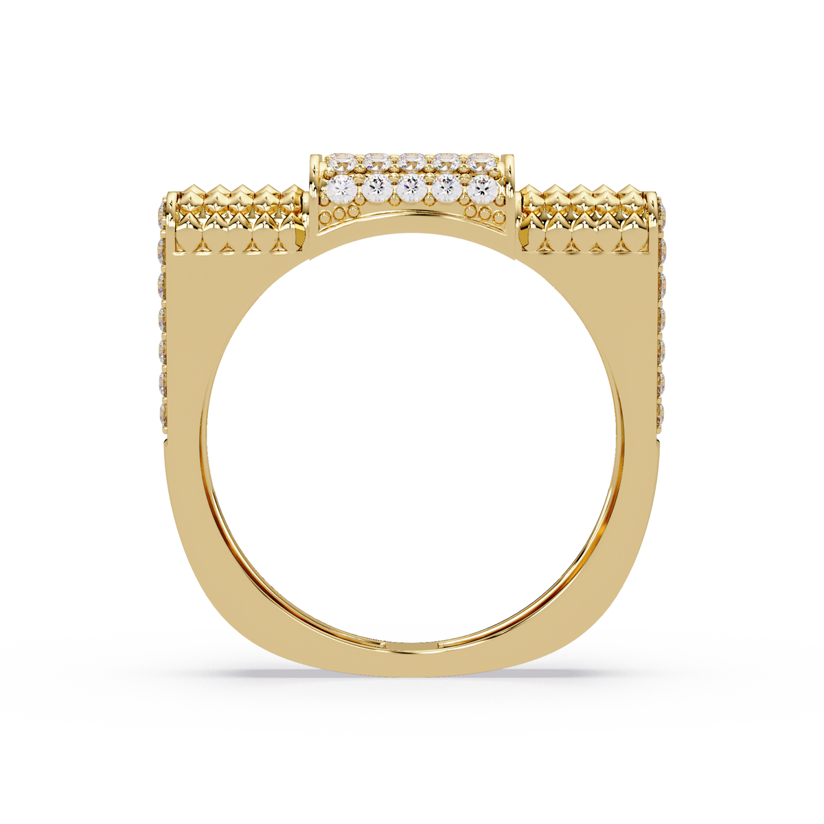Pave Lab grown Diamond Barrel Link Statement Ring - HIGHCARAT DIAMONDS