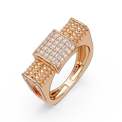 Pave Lab grown Diamond Barrel Link Statement Ring - HIGHCARAT DIAMONDS