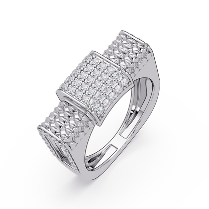 Pave Lab grown Diamond Barrel Link Statement Ring - HIGHCARAT DIAMONDS
