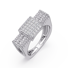 Pave Lab grown Diamond Barrel Link Statement Ring - HIGHCARAT DIAMONDS