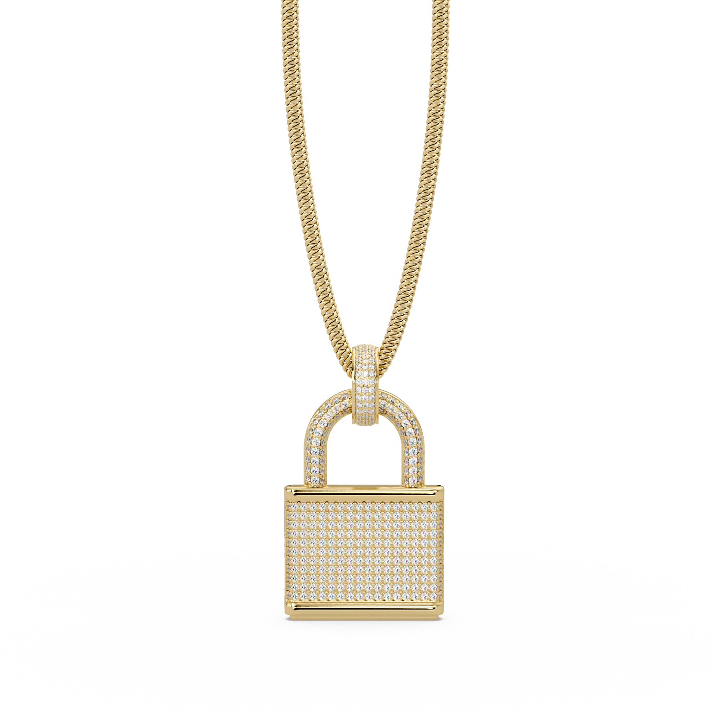 Pave Round Lab Grown Diamond Lock Pendant - HIGHCARAT DIAMONDS