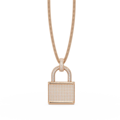 Pave Round Lab Grown Diamond Lock Pendant - HIGHCARAT DIAMONDS