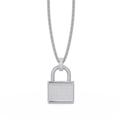 Pave Round Lab Grown Diamond Lock Pendant - HIGHCARAT DIAMONDS