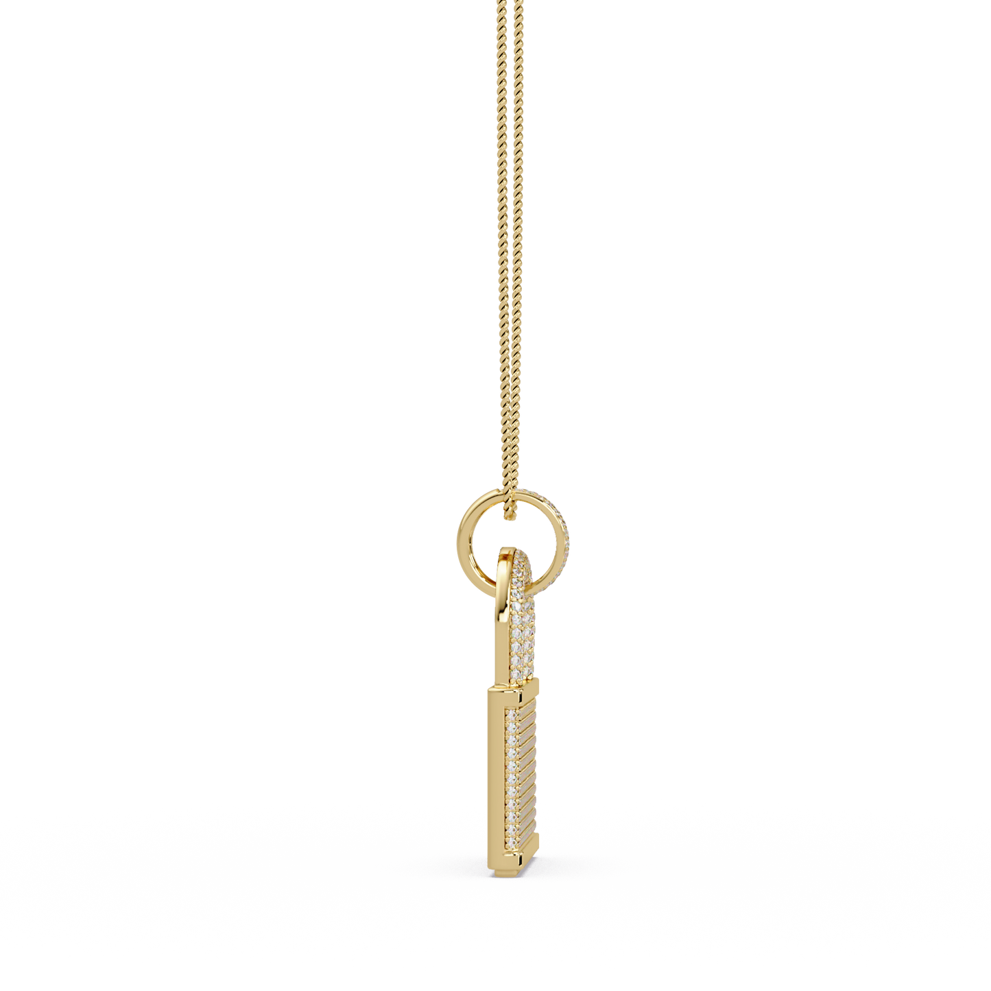 Pave Round Lab Grown Diamond Lock Pendant - HIGHCARAT DIAMONDS
