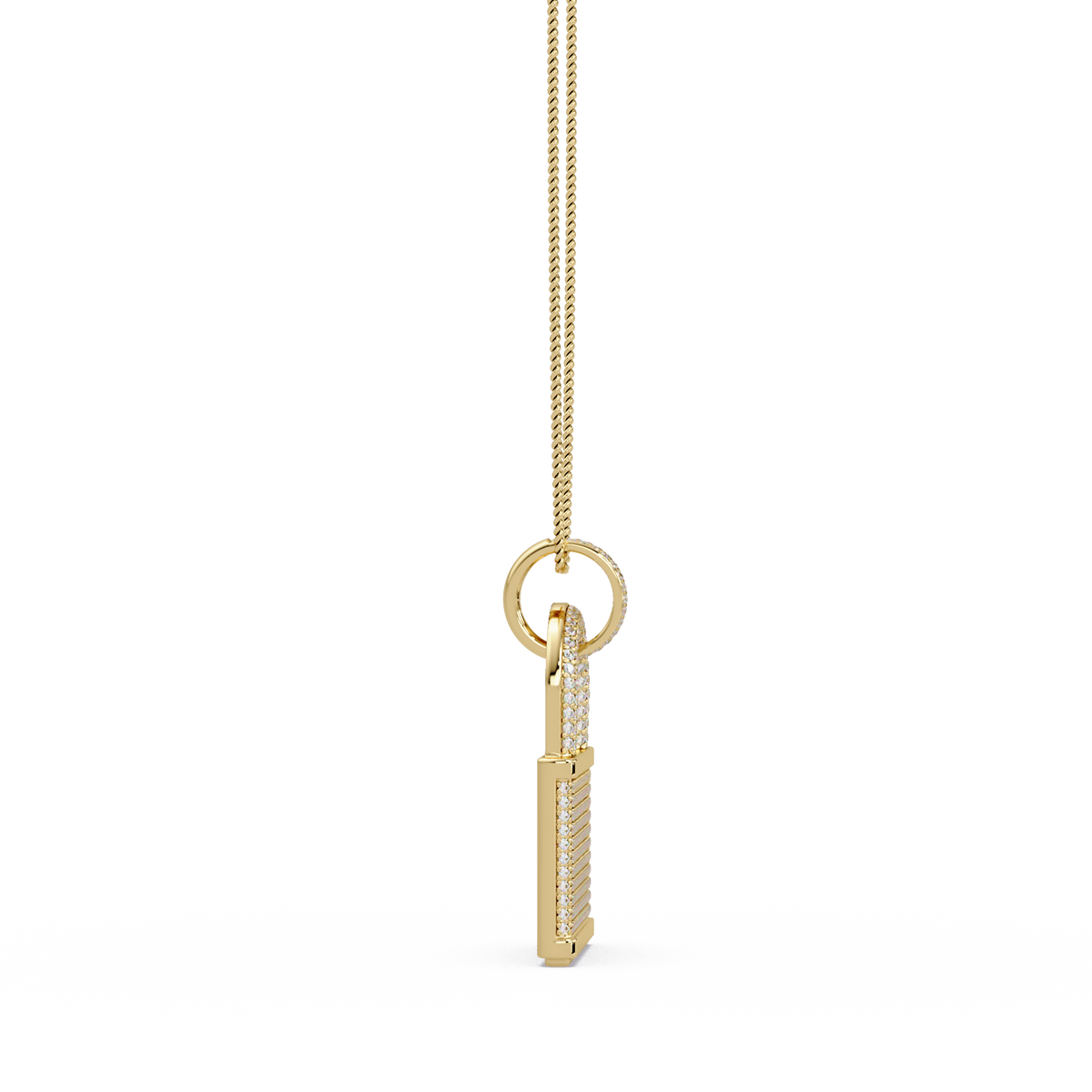Pave Round Lab Grown Diamond Lock Pendant - HIGHCARAT DIAMONDS