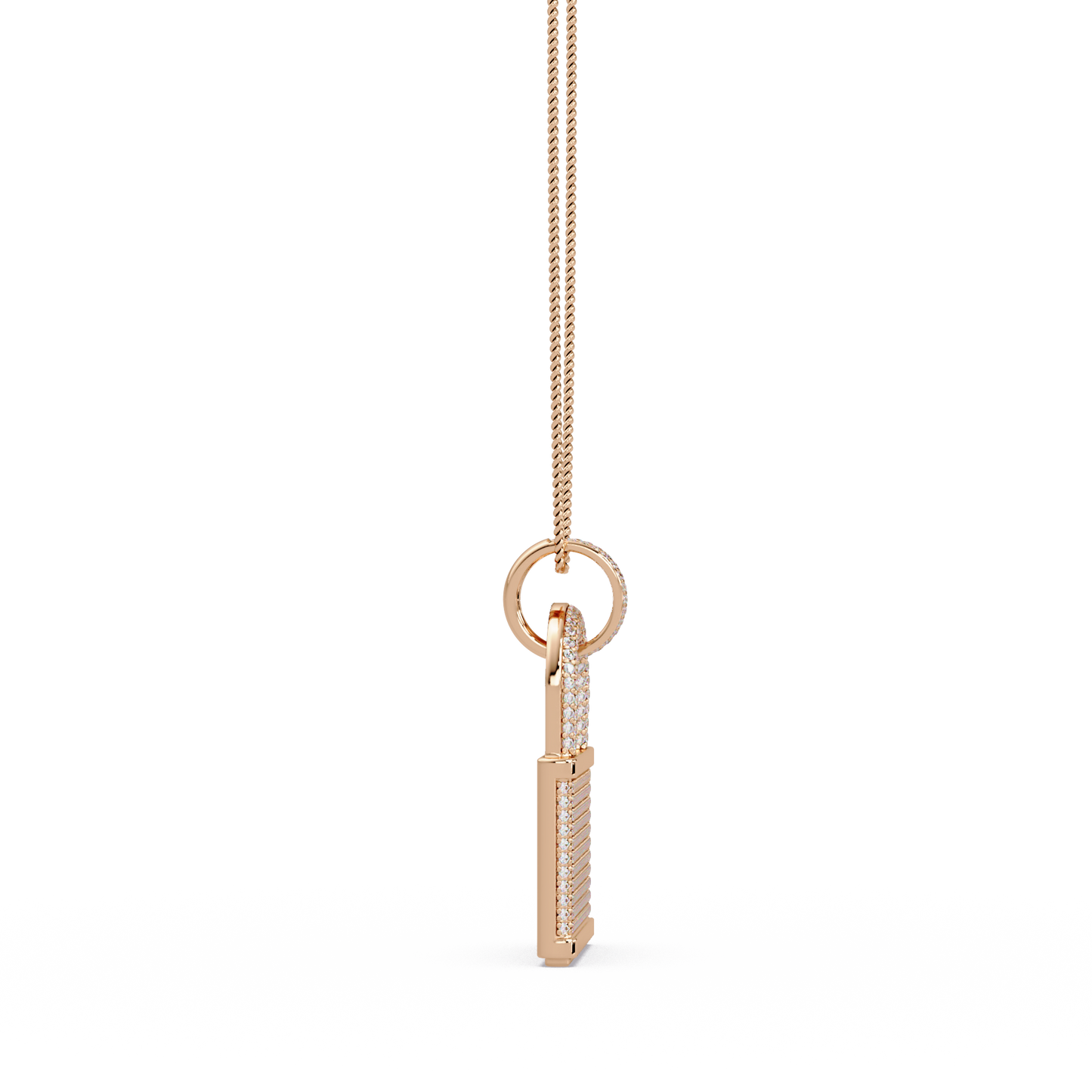Pave Round Lab Grown Diamond Lock Pendant - HIGHCARAT DIAMONDS