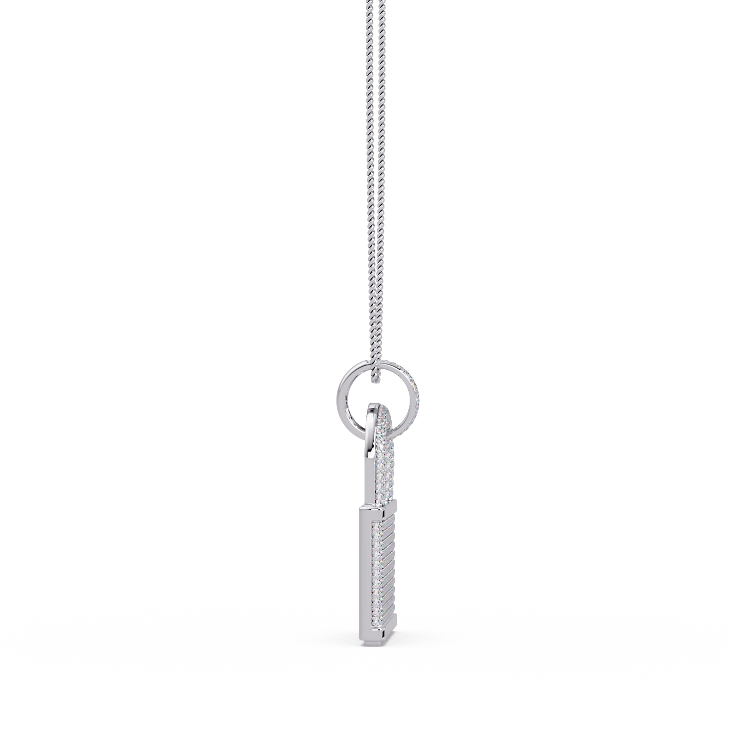 Pave Round Lab Grown Diamond Lock Pendant - HIGHCARAT DIAMONDS