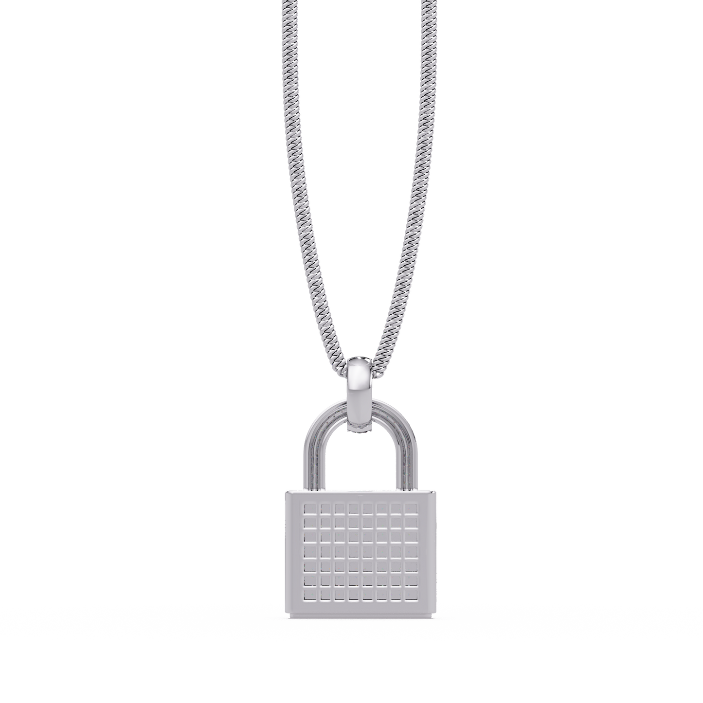 Pave Round Lab Grown Diamond Lock Pendant - HIGHCARAT DIAMONDS