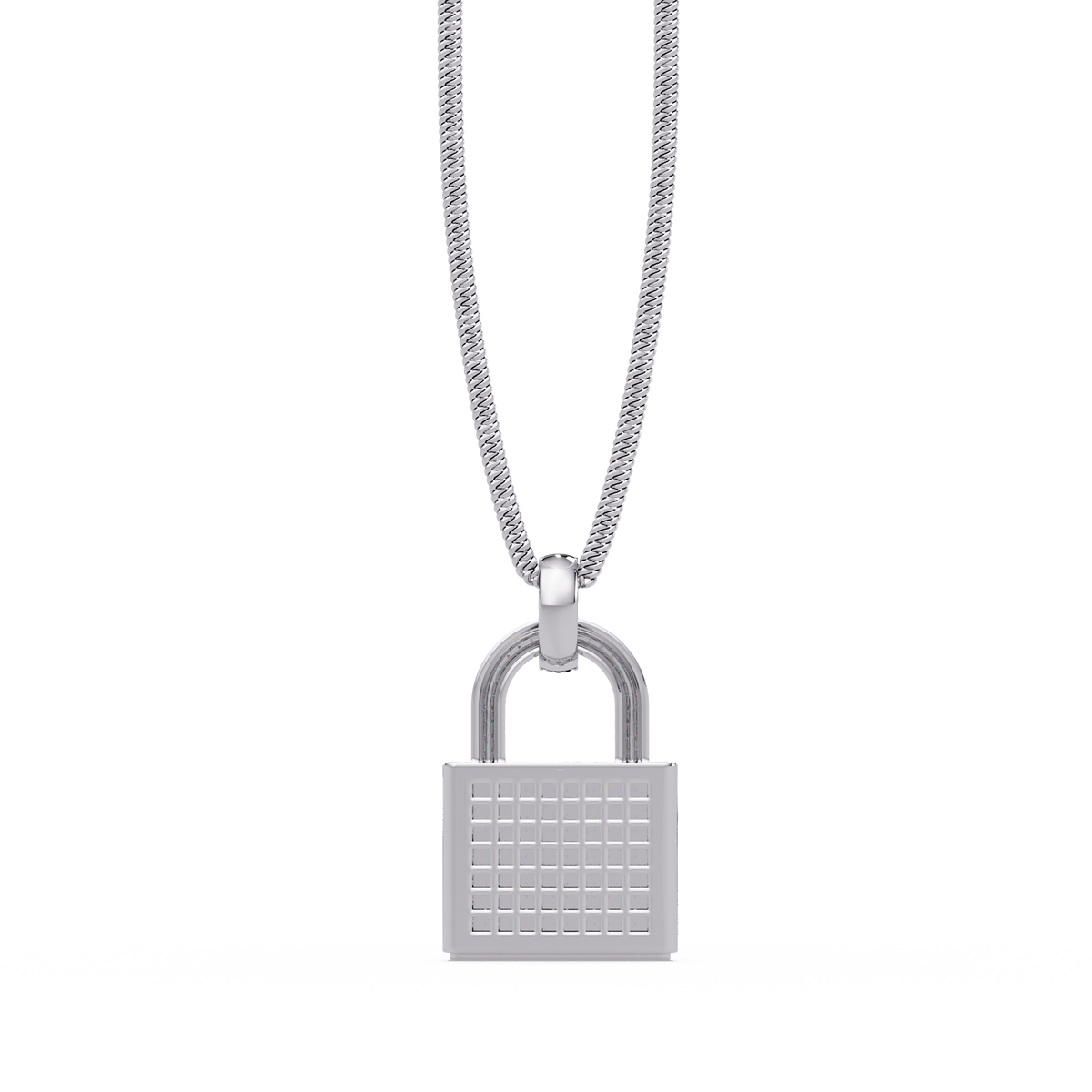 Pave Round Lab Grown Diamond Lock Pendant - HIGHCARAT DIAMONDS