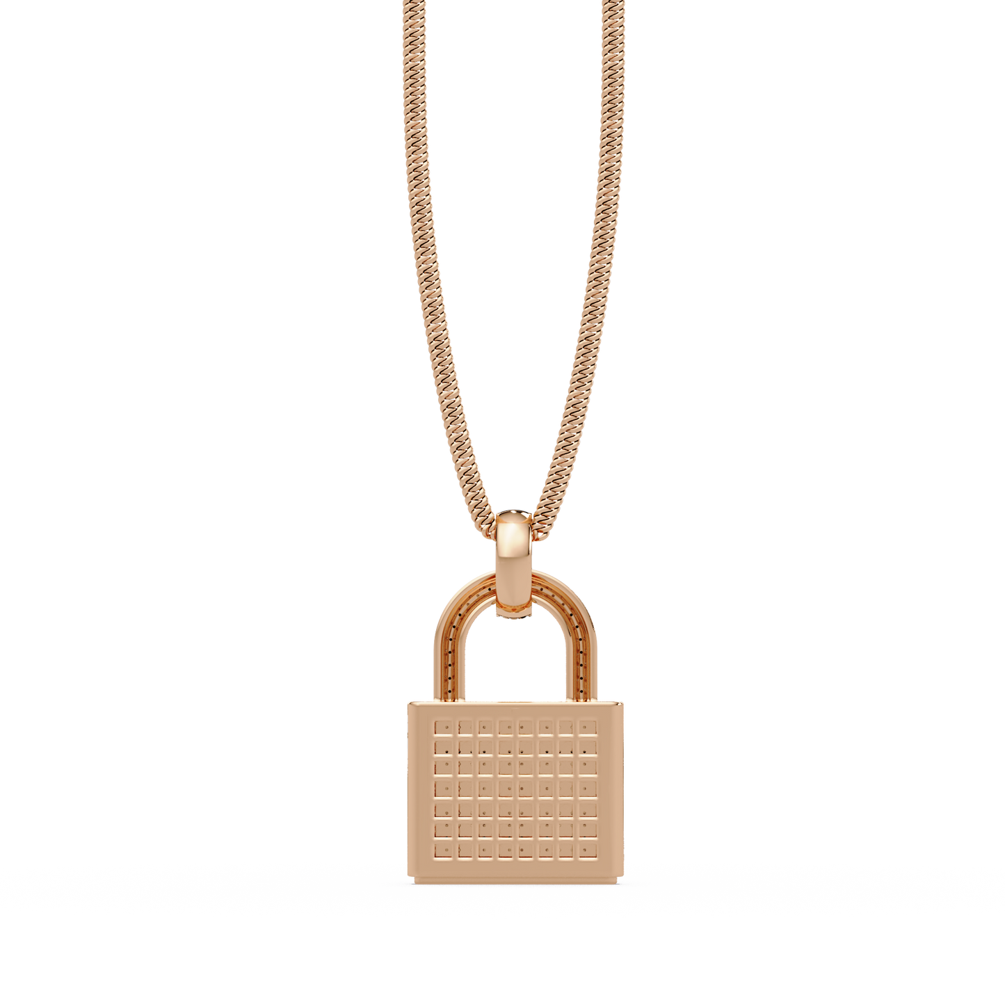Pave Round Lab Grown Diamond Lock Pendant - HIGHCARAT DIAMONDS
