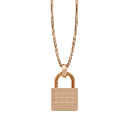 Pave Round Lab Grown Diamond Lock Pendant - HIGHCARAT DIAMONDS