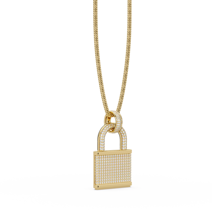 Pave Round Lab Grown Diamond Lock Pendant - HIGHCARAT DIAMONDS