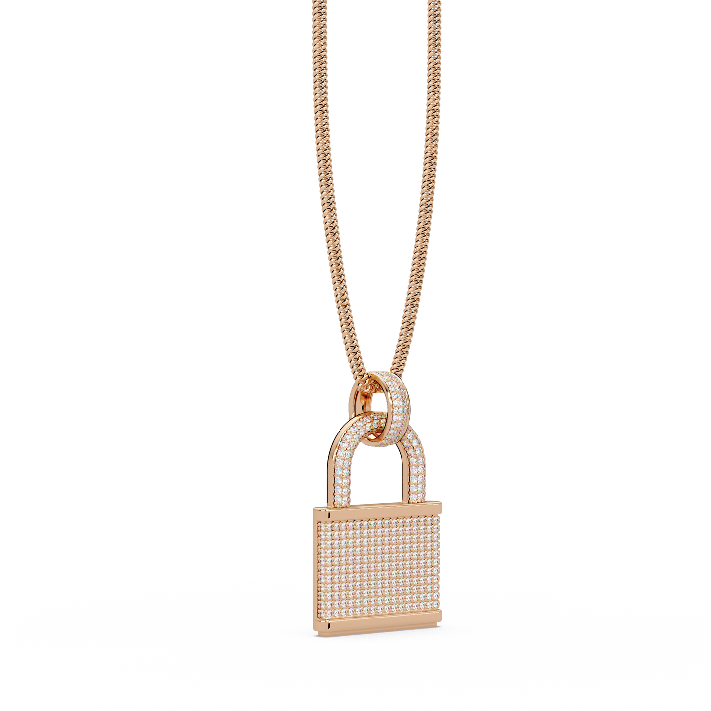 Pave Round Lab Grown Diamond Lock Pendant - HIGHCARAT DIAMONDS