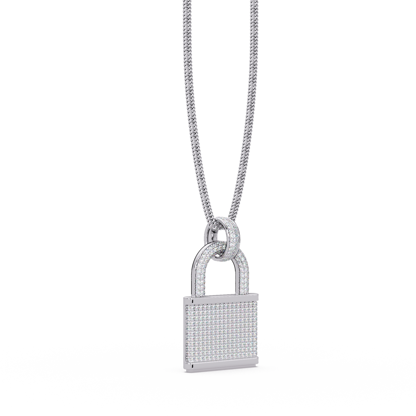 Pave Round Lab Grown Diamond Lock Pendant - HIGHCARAT DIAMONDS
