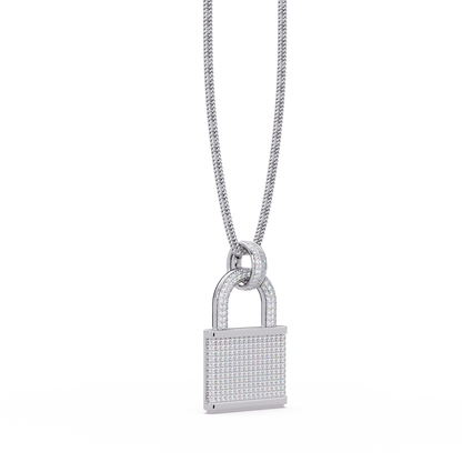 Pave Round Lab Grown Diamond Lock Pendant - HIGHCARAT DIAMONDS