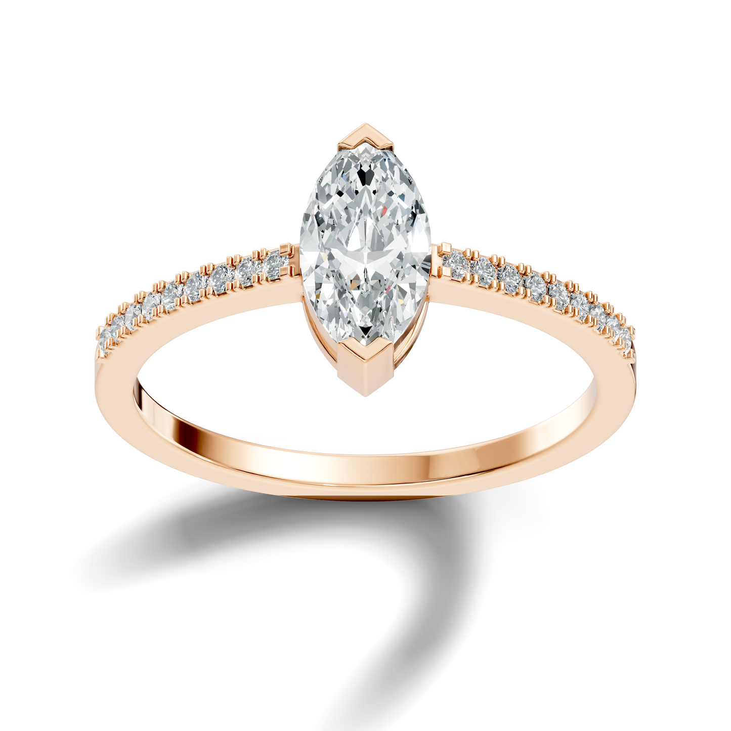 Marquise and Round Cut Diamond Solitaire Vintage Minimalist Cluster Engagement Ring For Women's - HIGHCARAT DIAMONDS