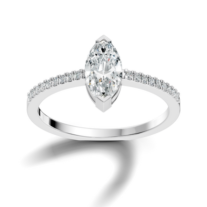 Marquise and Round Cut Diamond Solitaire Vintage Minimalist Cluster Engagement Ring For Women's - HIGHCARAT DIAMONDS