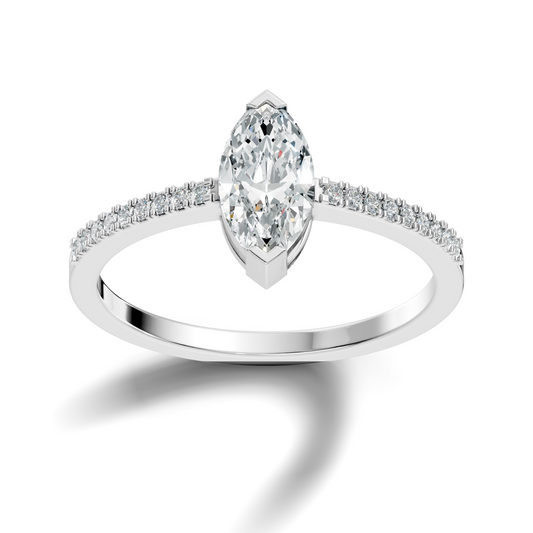 Marquise and Round Cut Diamond Solitaire Vintage Minimalist Cluster Engagement Ring For Women's - HIGHCARAT DIAMONDS