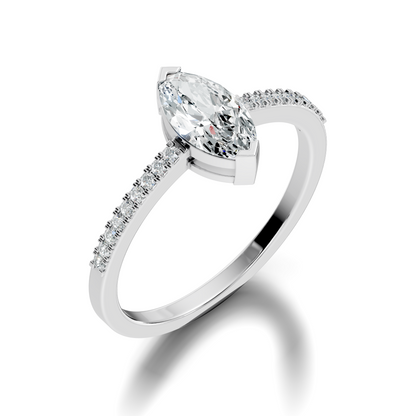 Marquise and Round Cut Diamond Solitaire Vintage Minimalist Cluster Engagement Ring For Women's - HIGHCARAT DIAMONDS
