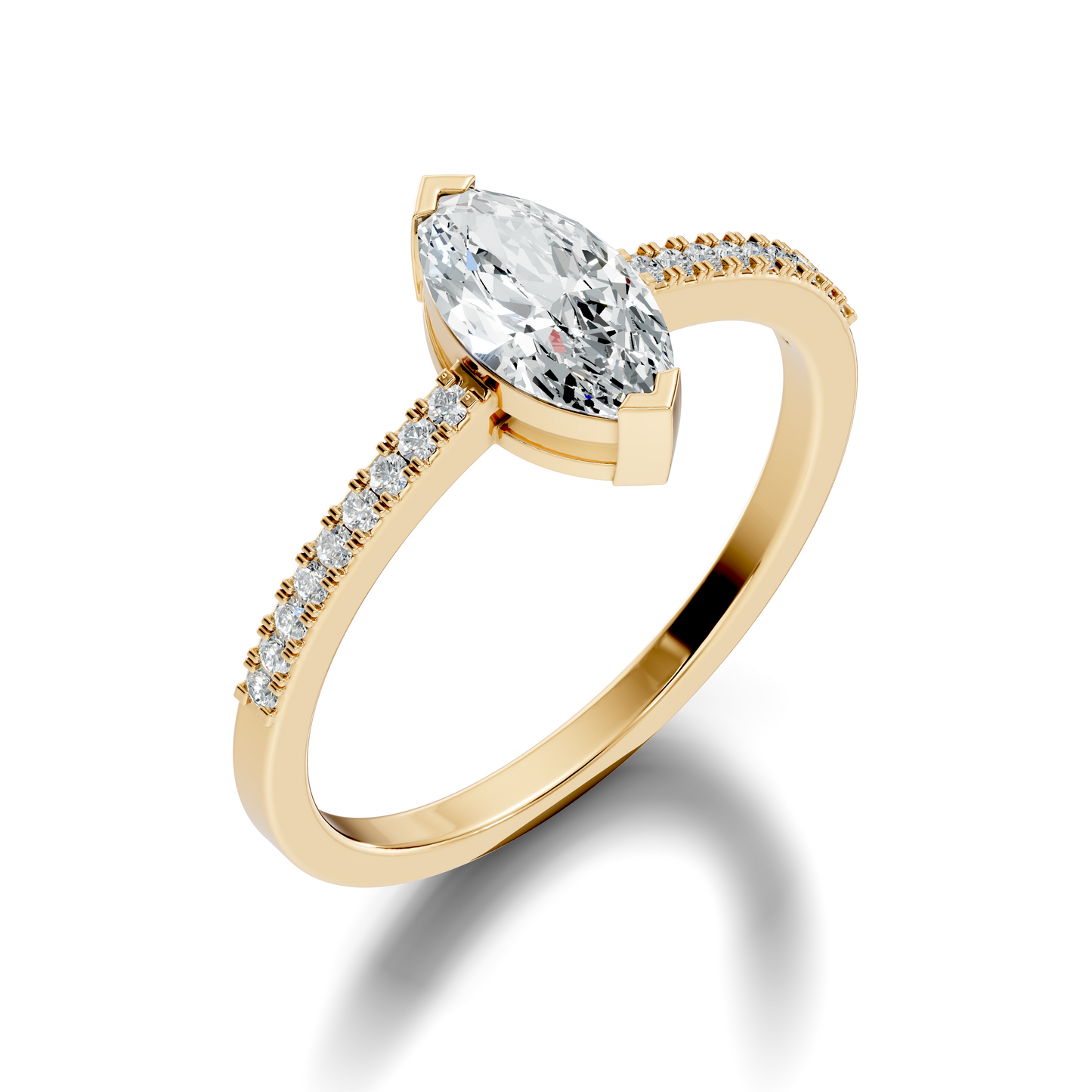 Marquise and Round Cut Diamond Solitaire Vintage Minimalist Cluster Engagement Ring For Women's - HIGHCARAT DIAMONDS