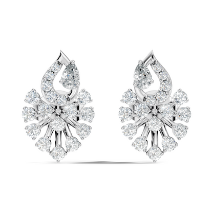 Lab Grown Floral Leaf Cluster Diamond Stud Earrings 14K Rose Gold Statement Design - HIGHCARAT DIAMONDS