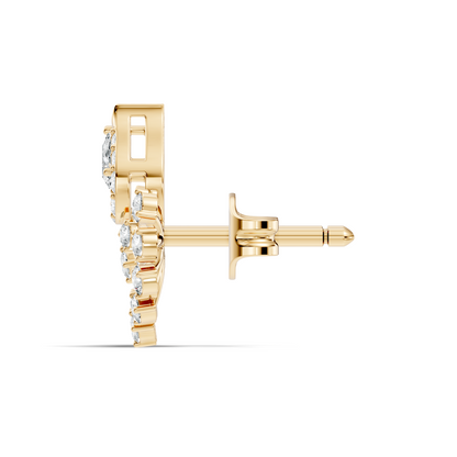 Lab Grown Floral Leaf Cluster Diamond Stud Earrings 14K Rose Gold Statement Design - HIGHCARAT DIAMONDS