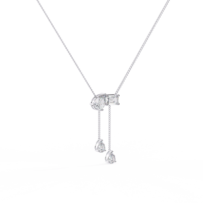 Pear And Emerald Lab Grown Cut Lab Grown Diamond Antique 18k Solid Gold Minimalist Dainty Party Wear Necklace - HIGHCARAT DIAMONDS
