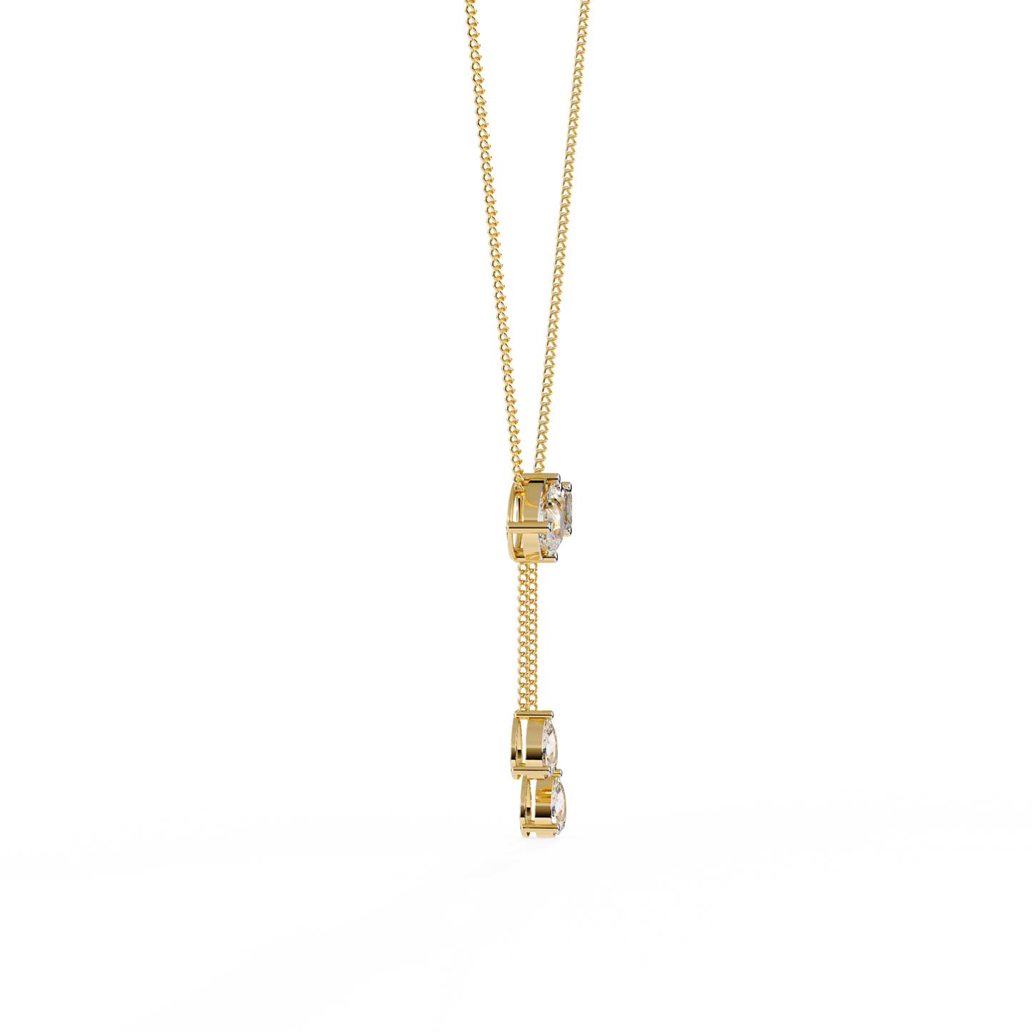 Pear And Emerald Lab Grown Cut Lab Grown Diamond Antique 18k Solid Gold Minimalist Dainty Party Wear Necklace - HIGHCARAT DIAMONDS