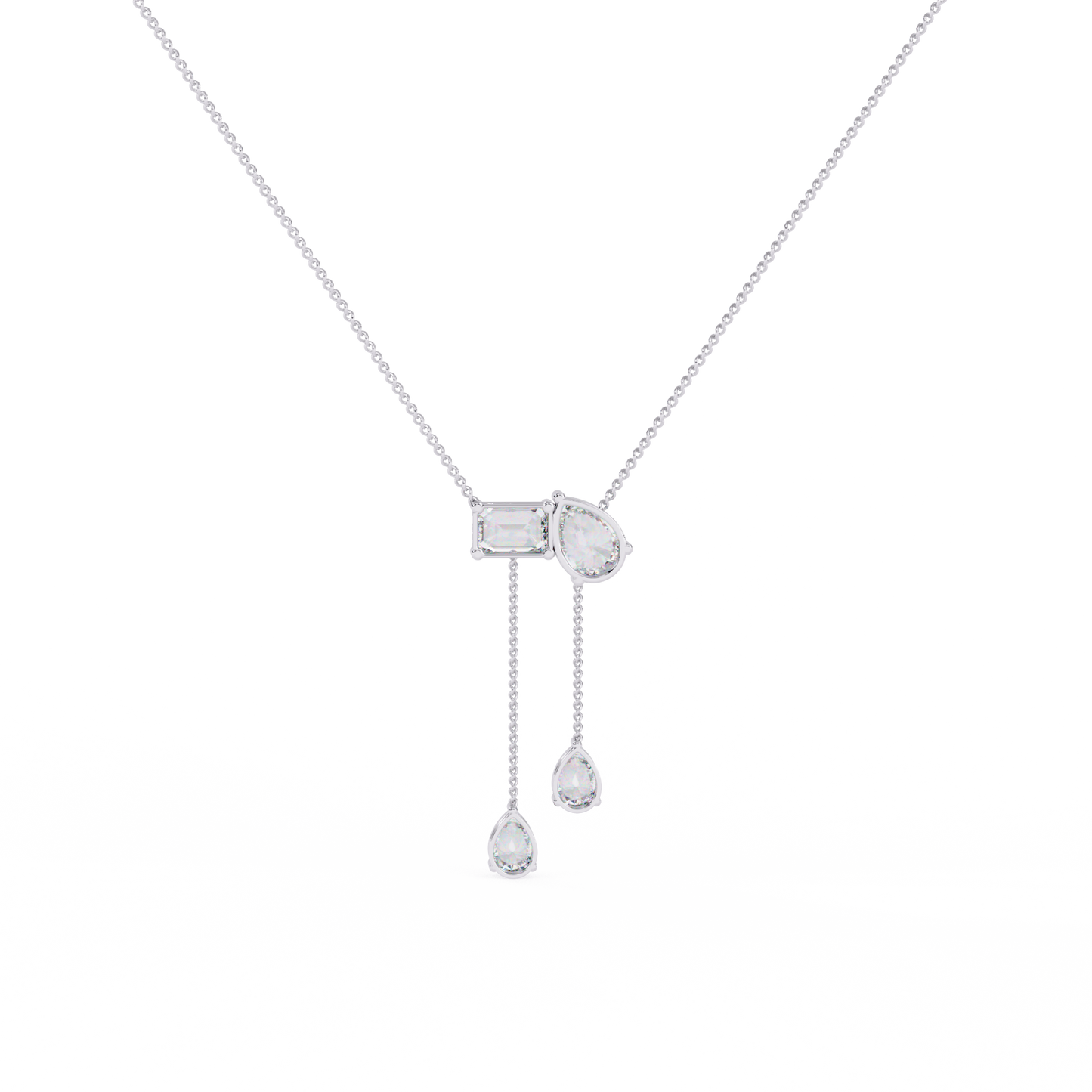 Pear And Emerald Lab Grown Cut Lab Grown Diamond Antique 18k Solid Gold Minimalist Dainty Party Wear Necklace - HIGHCARAT DIAMONDS
