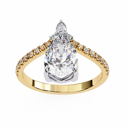Pear And Round Cut 1.72 Lab Grown Diamond 14k  Delicate Cluster Promise Ring gift For special One - HIGHCARAT DIAMONDS