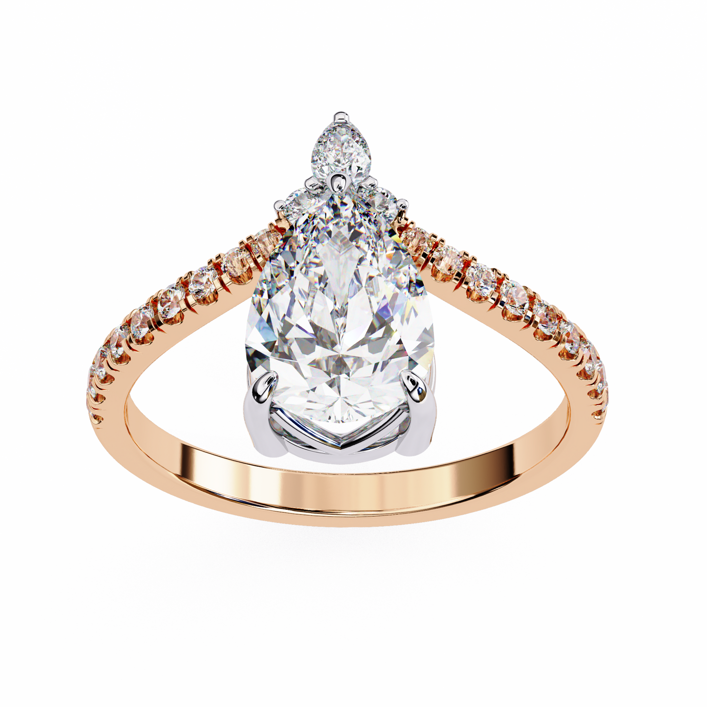 Pear And Round Cut 1.72 Lab Grown Diamond 14k  Delicate Cluster Promise Ring gift For special One - HIGHCARAT DIAMONDS