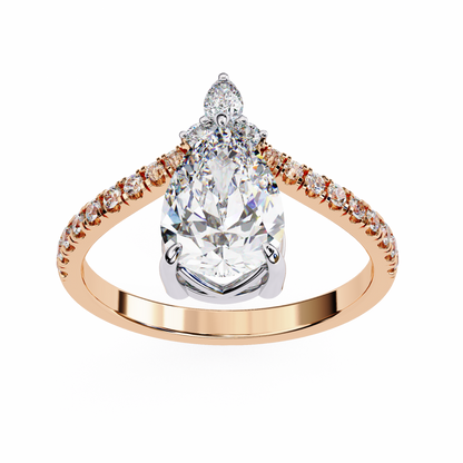 Pear And Round Cut 1.72 Lab Grown Diamond 14k  Delicate Cluster Promise Ring gift For special One - HIGHCARAT DIAMONDS