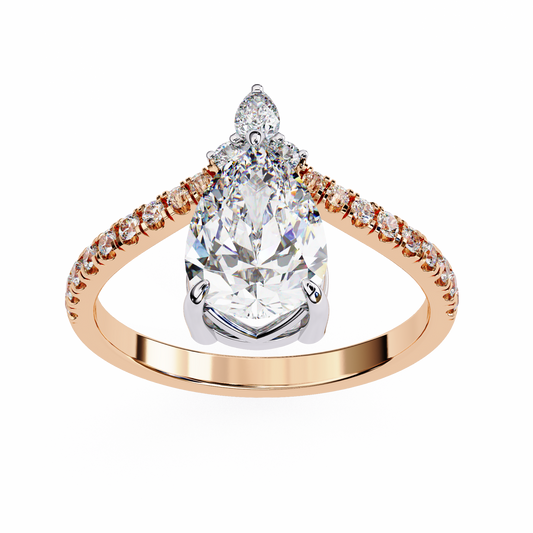 Pear And Round Cut 1.72 Lab Grown Diamond 14k  Delicate Cluster Promise Ring gift For special One - HIGHCARAT DIAMONDS