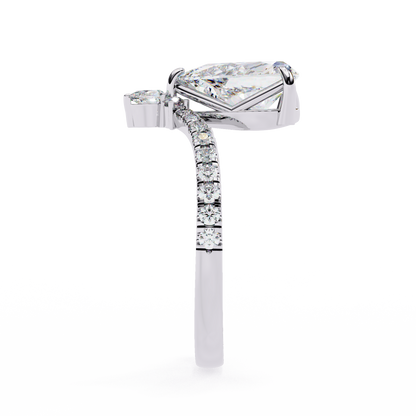 Pear And Round Cut 1.72 Lab Grown Diamond 14k  Delicate Cluster Promise Ring gift For special One - HIGHCARAT DIAMONDS