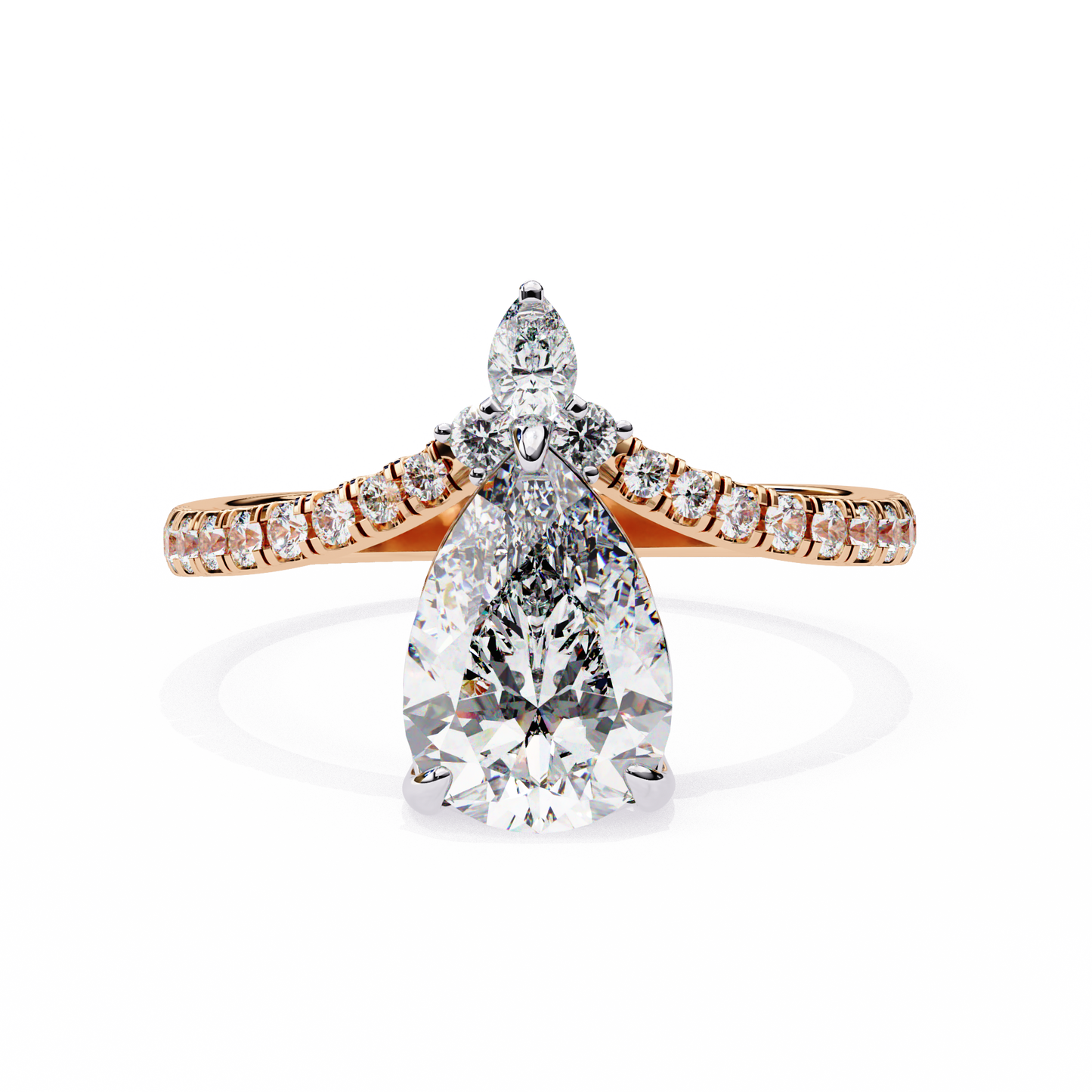 Pear And Round Cut 1.72 Lab Grown Diamond 14k  Delicate Cluster Promise Ring gift For special One - HIGHCARAT DIAMONDS