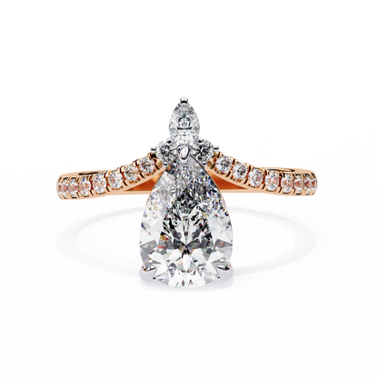 Pear And Round Cut 1.72 Lab Grown Diamond 14k  Delicate Cluster Promise Ring gift For special One - HIGHCARAT DIAMONDS