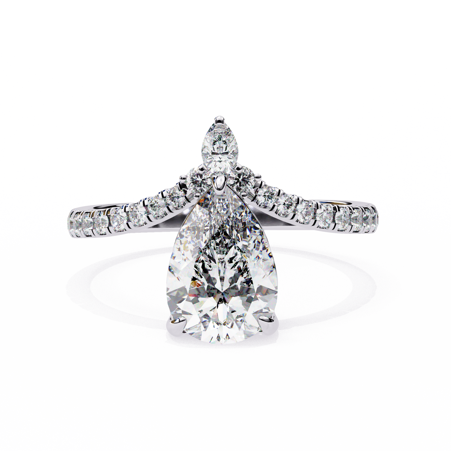 Pear And Round Cut 1.72 Lab Grown Diamond 14k  Delicate Cluster Promise Ring gift For special One - HIGHCARAT DIAMONDS