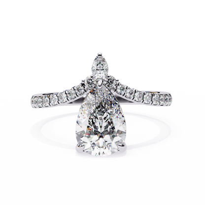 Pear And Round Cut 1.72 Lab Grown Diamond 14k  Delicate Cluster Promise Ring gift For special One - HIGHCARAT DIAMONDS