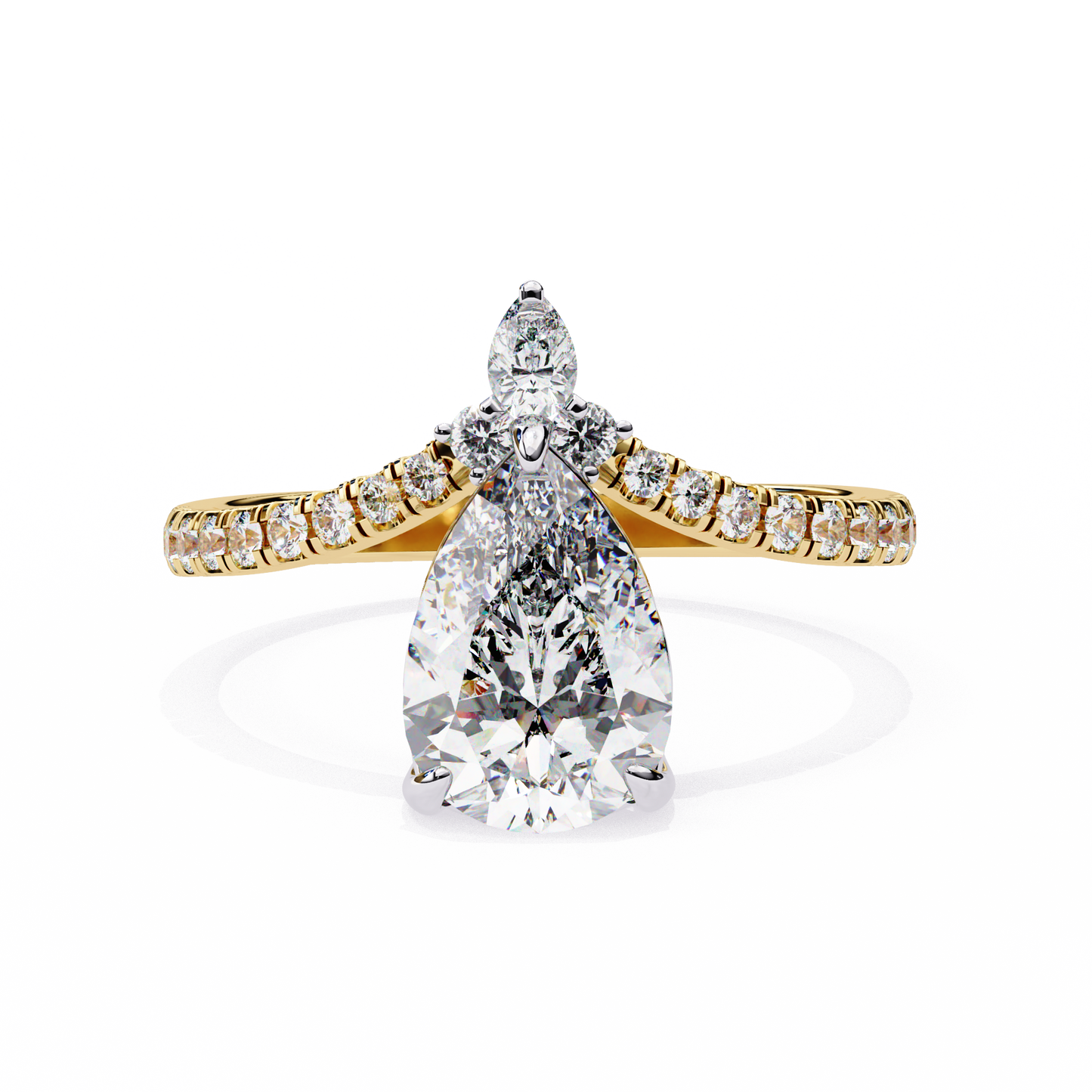 Pear And Round Cut 1.72 Lab Grown Diamond 14k  Delicate Cluster Promise Ring gift For special One - HIGHCARAT DIAMONDS