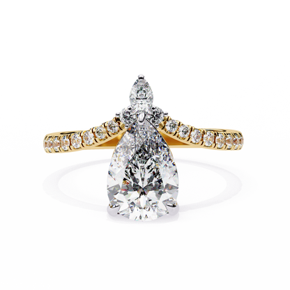 Pear And Round Cut 1.72 Lab Grown Diamond 14k  Delicate Cluster Promise Ring gift For special One - HIGHCARAT DIAMONDS