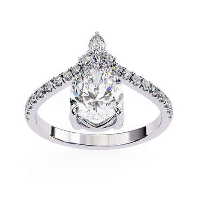 Pear And Round Cut 1.72 Lab Grown Diamond 14k  Delicate Cluster Promise Ring gift For special One - HIGHCARAT DIAMONDS