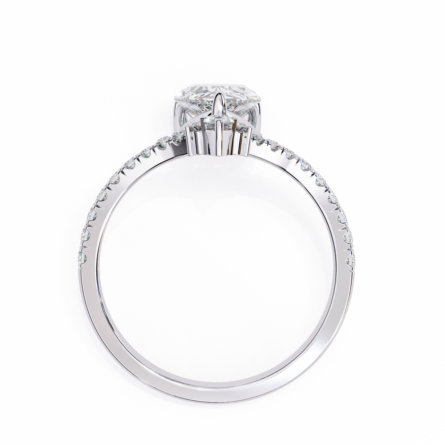 Pear And Round Cut 1.72 Lab Grown Diamond 14k  Delicate Cluster Promise Ring gift For special One - HIGHCARAT DIAMONDS