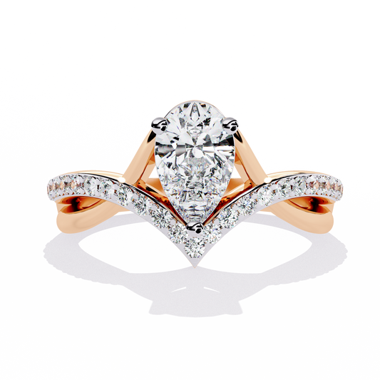 Pear And Round Cut Diamond White Colorless Elegant Dainty Classic Wedding Ring Gift For Bridal - HIGHCARAT DIAMONDS