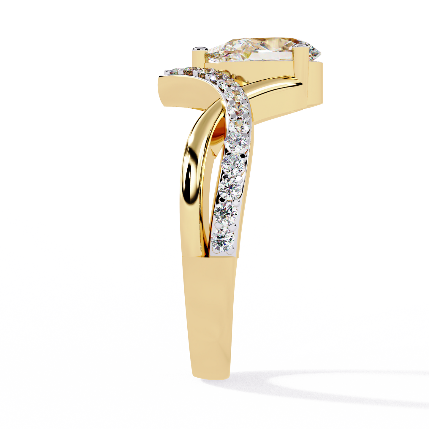 Pear And Round Cut Diamond White Colorless Elegant Dainty Classic Wedding Ring Gift For Bridal