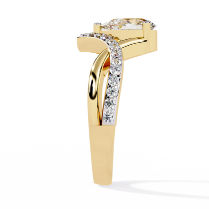 Pear And Round Cut Diamond White Colorless Elegant Dainty Classic Wedding Ring Gift For Bridal