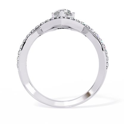 Pear And Round Cut Diamond White Colorless Elegant Dainty Classic Wedding Ring Gift For Bridal