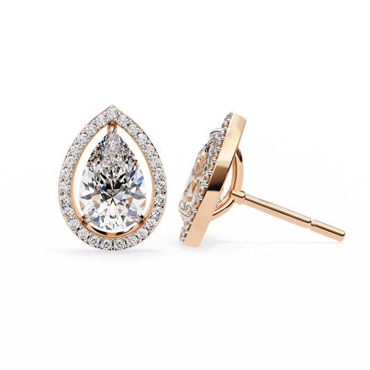 Pear And Round Cut Top Grade Lab Grown Diamond Elegant Antique Vintage Minimal Stud Earring For Women's - HIGHCARAT DIAMONDS
